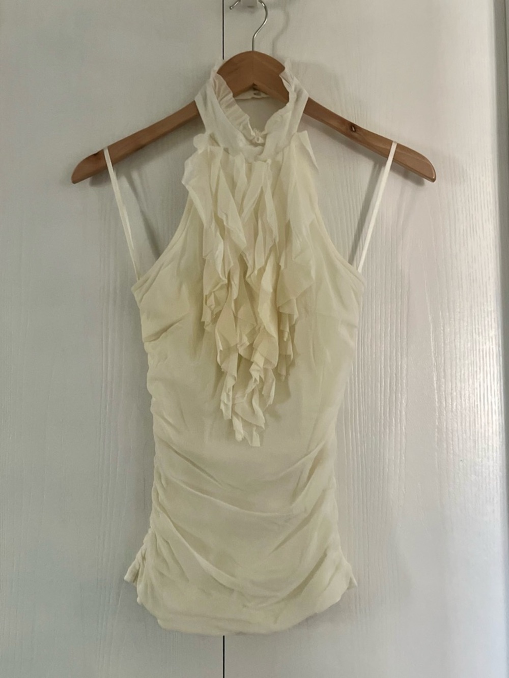 Charlotte Russe Cream Pleated Halter Top